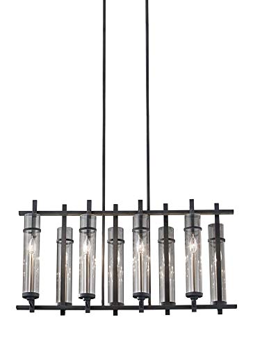 Feiss F2630/8AF/BS Eight Light Island Chandelier, 8, Antique Forged Iron/Brushed
