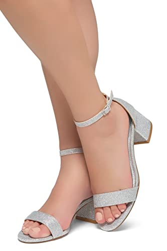 Image of Herstyle Low Block Heels for Women - 2.25 Inch Open Toe Chunky Heel Sandals with Dressy Ankle Strap for Wedding, Prom, Party & Office