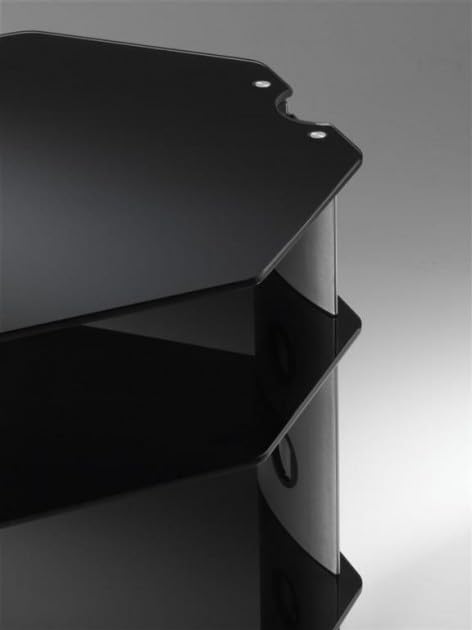 RO&CO Sonorous Mobile HiFi 3 Ripiani In Vetro Temperato E Alluminio Grigio, Gestione Cavi, RX-2130 TG