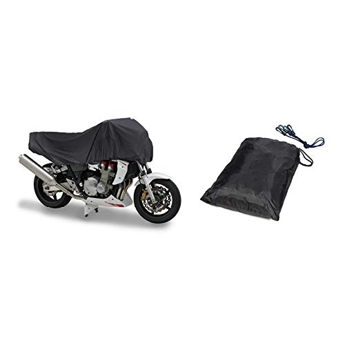 JX-SHOPPU バイクカバー バイク車体カバー ハーフカバー 収納バッグ付き ブラック 防水 防塵 UVカット 丈夫 軽量 ツーリング 汎用 Bike Body Cover For Universal (L)