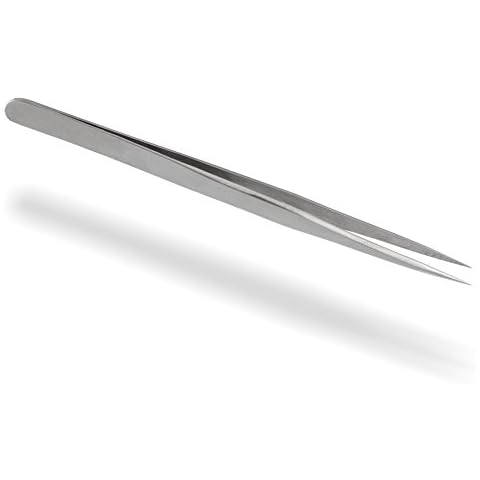 Professional Tweezers with Pointed Ends - Stainless Steel Rhinestone Beads and other Nail Art Cover