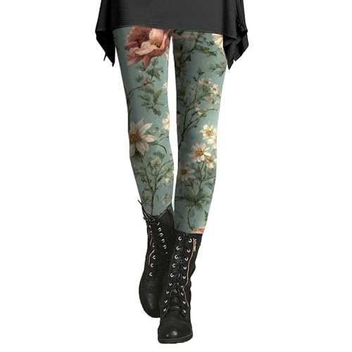 Leggings Chaud Femme Hiver - Leggings Femme Fleurs Pantalons Décontracté Pants Quotidien Activités De Plein Air Pant Imprimé Fleuri Pantalon Slim Pants Noël Pant...