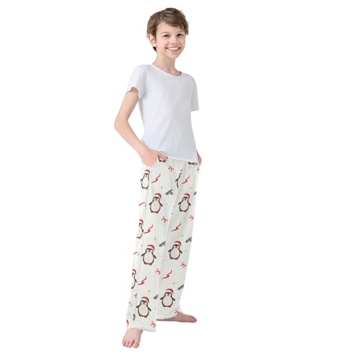 Boys' Pants Cute Penguin Hat Christmas Long Bottoms Jogger Pants Elastic Waist Trousers with Pockets S-XL4