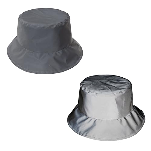 Image of Unisex Metallic Bucket Hat Waterproof Holographic Bucket Hat Fishing Hat Trendy Hip Pop Sun Cap
