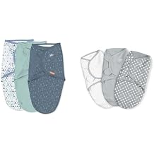 SwaddleMe by Ingenuity Original Swaddle - Size Large, 3-6 Months, 3-Pack Mountaineer & by Ingenuity Original Swaddle - Size Small/Medium, 0-3 Months, 3-Pack Criss Cross Polka Dot