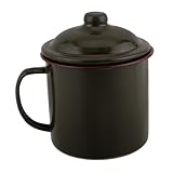 iplusmile Emaille-Becher Emaillierte Tassen und Becher Camping -Kaffeetasse Mini-Becher Campingbecher mit Deckel Outdoor-Becher Kaffeetassen aus Emaille Teetasse Olive Green