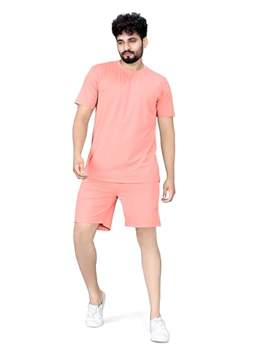 Image of ELLITI Cotton Blend Solid Casual Round Neck Half Sleeve Oversized Co-ord Set Men's, Pyjama Set, Sleepwear Loungewear T-Shirt and Shorts Combo for Men, Night Wear for Men, Night Suit for Men's