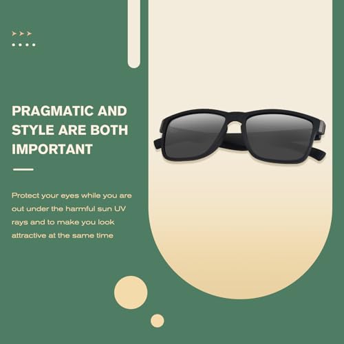 نظارات شمسية مستقطبة للرجال - نظارات شمسية مربعة للحماية من الأشعة فوق البنفسجية 400 للرجال والنساء للقيادة والصيد والرياضة من جيمدوماسا (أسود عصري)