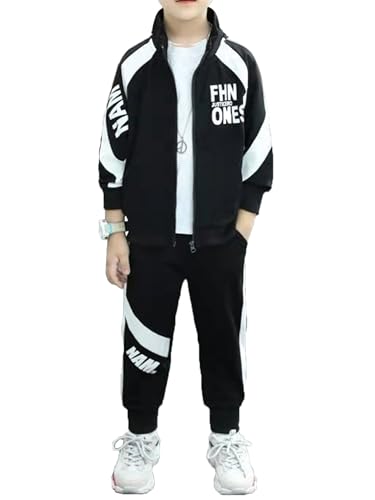 easyforever Kids Boy Tracksuit Stand-up Collar Zipper Jacket Coat And Jogger Pants Clothing Set Sweatpants Activewear Set