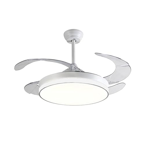 Genérico Ventilador techo INFANTIL blanco con Luz Lámpara,LED 72W,Motor DC, Ventilador Invisible Ultra Silencioso con Mando a Distancia y Palas Retráctiles Φ52*H40cm Decoración
