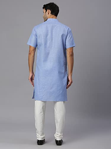 Image of Rajubhai Hargovindas Men's Pure Cotton Woven Design Half Sleeve Kurta