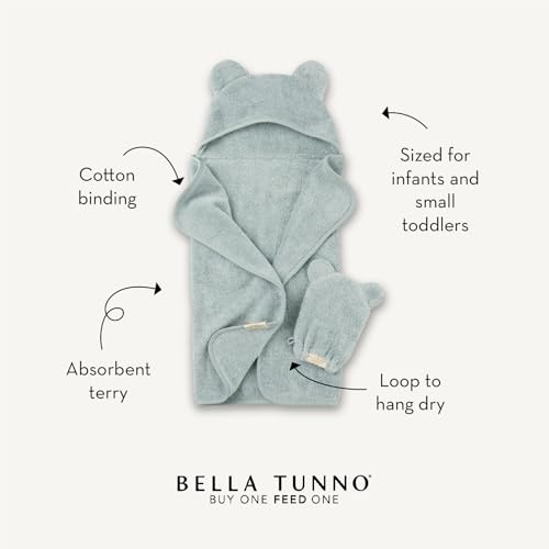 Image of Bella Tunno Baby Bath Towel and Wash Mitt Set - Soft Absorbent Hooded Towels and Mitt-Style Baby Washcloths, Oeko-TEX Certified (Watermelon)
