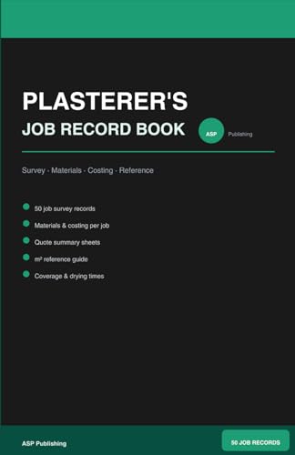 The Plasterer's Job Record Book: Survey, Materials & Costing Log for Plastering Contractors | 50 Job Records with Reference Guide für 11,14 EUR (-20%) statt 44,50 EUR bei amazon.de Bild: The Plasterer's Job Record Book: Survey, Materials & Costing Log for Plastering Contractors | 50 Job Records with Reference Guide für 11,14 EUR (-20%) statt 44,50 EUR bei amazon.de
