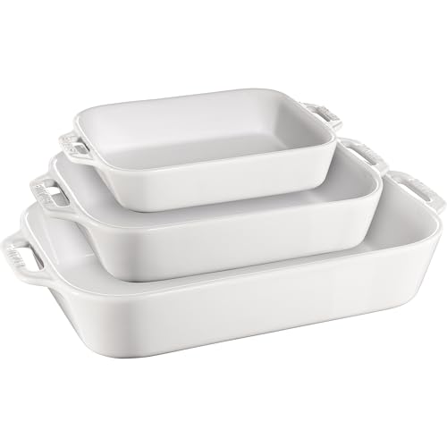 Staub Ceramic 3-pc Rectangular Baking Dish Set - White