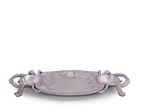 Arthur Court Aluminum Metal Crab Platter/Tray Heavy Quality Coastal Décor For Serving Food And Drinks 24 Inch X 13.5 Inch #TOP4