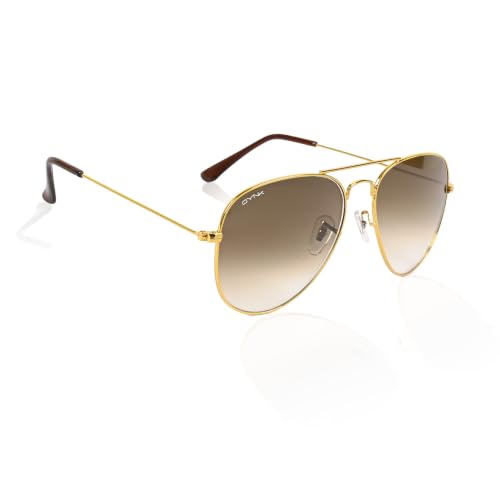 Image of GYNK Men's Aviator Sunglasses | Toughened Glass Lens | UV400 Protection | Lightweight Metal Frame Pilot Sunglasses for Driving, Travel, Outdoor Activities & Daily Wear