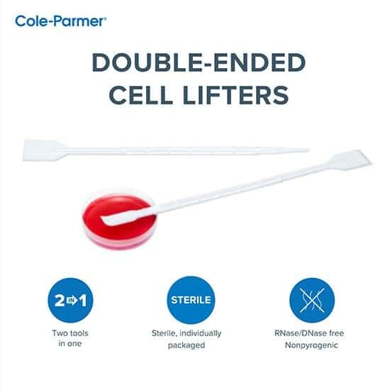 Cole-Parmer Cell Lifters, Autoclave, HDPE, Flat Blade and J-Hook: 100/Cs