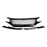 Kompatibel Für dem 10. Civic FK7 FK8 TYPE-R Fiberglas-Frontstoßstangengrill, Rennwagenzubehör, FC JS N1-Stil, Lufteinlassgitter, Motorhaube(Bright black)