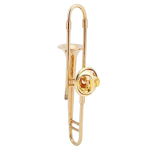 Broche de Instrumentos Musicales de Trombón Chapado en Oro Exquisito Akozon con Diseño Realista y Caja de Almacenamiento Elegante (Número corto)