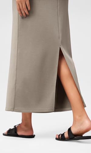 Image of ODODOS Modal Soft Maxi Skirt for Women, Back Slit High Waist Casual Long Pencil Skirts