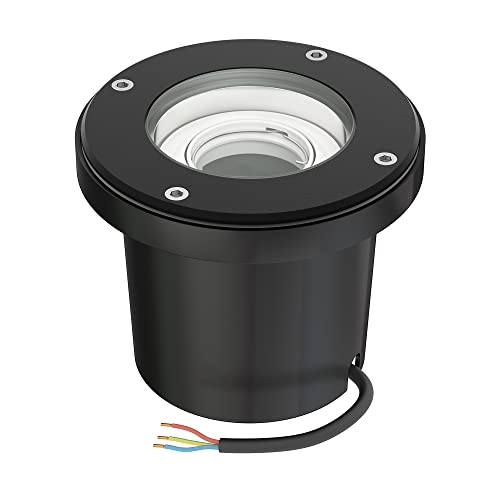ledscom.de Lampada da incasso a pavimento BOFU per esterni, IP67, orientabile, nera, rotonda, 150 mm Ø, 1x GU10 max. 15W