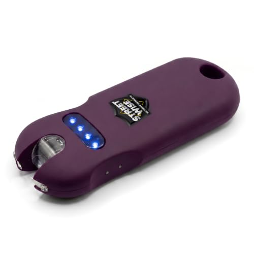 Streetwise Smart 24 000 000 Mini Stun Gun Keychain with Quick-Release Rechargeable LED Flashlight Self Defense Stun Gun for Women Touch-Sensing Safety Portable Personal Protection (Purple)