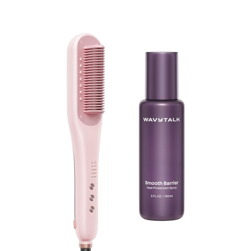 Wavytalk Steamline Pro Steam Straightener Brush and Heat protectant Spray for Hair 5 Fl Oz
