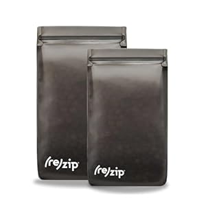 rezip 2-Piece Reusable Airtight Coffee Tea Storage Bag Set | | BPA-Free, Food Grade, Leakproof, Freezer and Dishwasher Safe | (1) 6-Cup / 48-Ounce, (1) 8-Cup / 64-Ounce | Grey