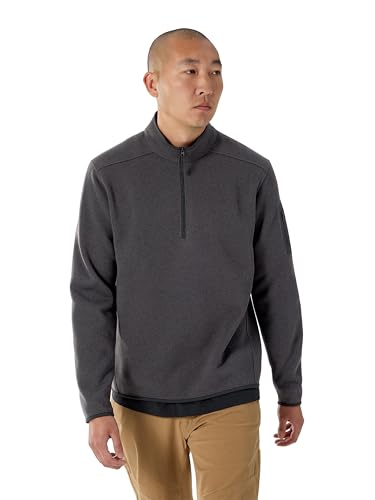 Arcteryx Covert Herren-Fleece 1/2-Reißverschluss vielseitig mittelschwer mit Reißverschluss Schwarz meliert Größe XL