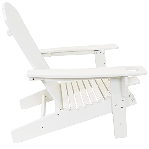 Sunnydaze All-Weather Outdoor Adirondack Chair With Drink Holder - Heavy Duty Hdpe Weatherproof Patio Chair - Ideal For Lawn, Garden Or Around The Firepit - White - Set Of 2 #TOP7