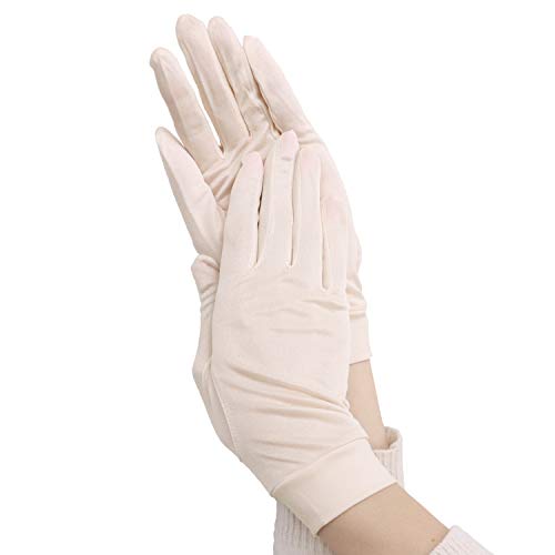 SILKMONDO シルク 手袋 レディース 3色  ハンドケア 紫外線 UVカット おやすみ手袋 外出時 自転車 保湿 スキンケア 保温 乾燥対策 日焼け silkglove1tベージュ