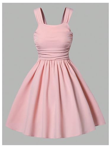 Floerns Girl's Casual Sleeveless Cami Dress Ruched Shirred Ruffle Hem Short Dress3