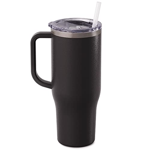 Maars Charger 40Oz Insulated Travel Mug Tumbler With Handle | Double Wall Vacuum Sealed Stainless Steel Cup W/ Straw And Lid, Black #TOP1