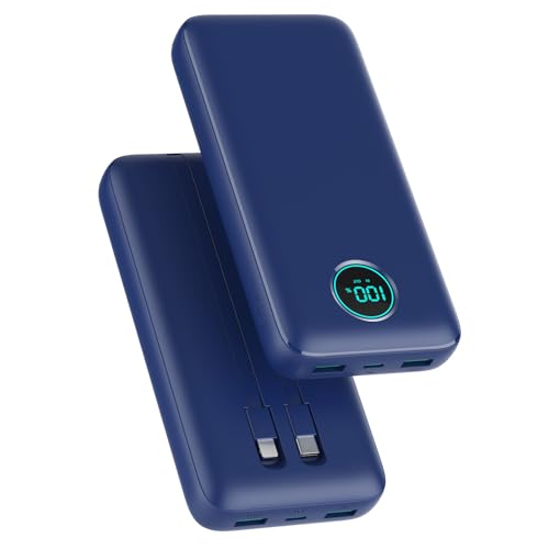 Power Bank 26800mAh con Cavi, Powerbank 25W PD QC4.0 Ricarica