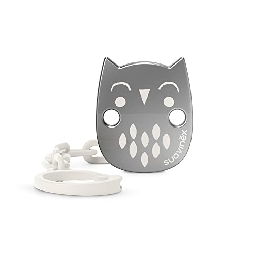 Suavinex, Broche Pinza Para Chupetes, Chupetero, Cadena Para Chupete Con Broche Joya, Efecto Metalizado. +0 Meses, Bonhomia Beige