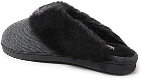 Dearfoams Women's Dahlia Rib Knit Scuff Slipper, Black, X-Large | Image 4