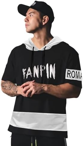 EYEBOGLER Men's Regular Fit Trendy Half Sleeves Hooded Neck Printed T-Shirt