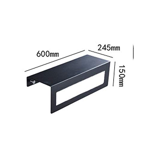 Toallero sin perforación con estante de aluminio negro resistente 6