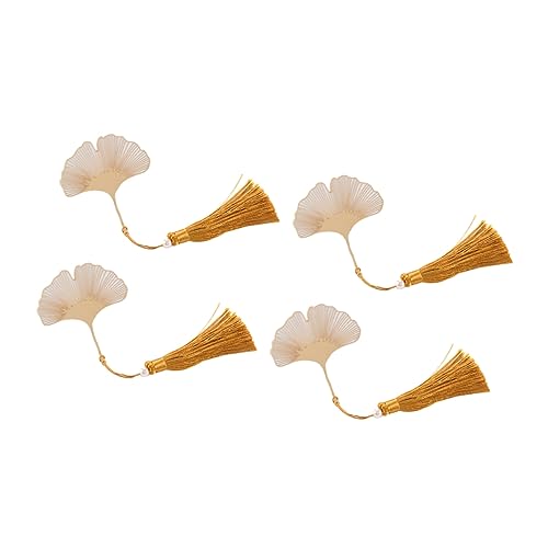 SHOWERORO Juego De 4 Marcadores De Libros Con Borlas Huecas Con Hojas De Ginkgo Encantadoras Para Leer Color Aleatorio