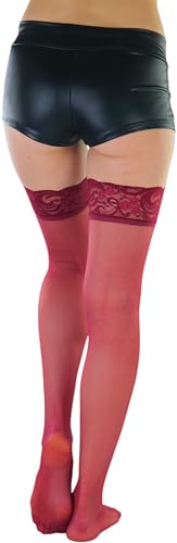 Image of ToBeInStyle Women's Wide Floral Lace Fishnet Thigh Hi Stockings