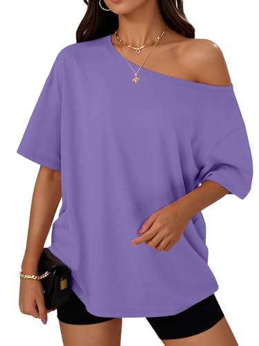 Image of Trendy Queen Womens Off the Shoulder Tops Oversized Summer Spring T-Shirts 2026