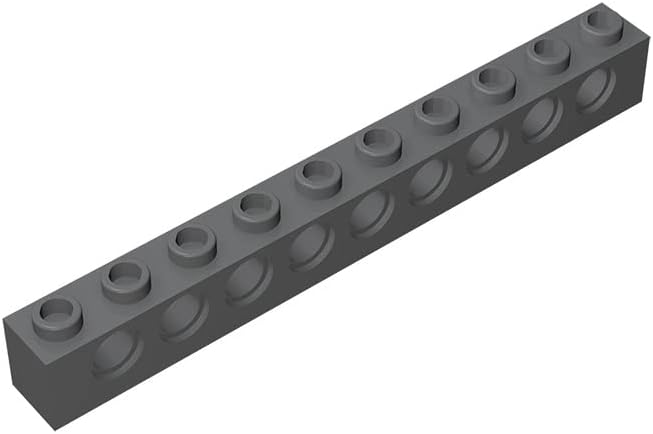 Ladrillo clásico a granel de 1 x 10 pulgadas con agujeros, 50 piezas de construcción gris oscuro 1 x 10 con agujeros, compatible con piezas y piezas