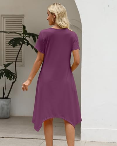 Image of COSSEN Women's 2026 Summer Midi Dress Crew Neck Short Sleeve