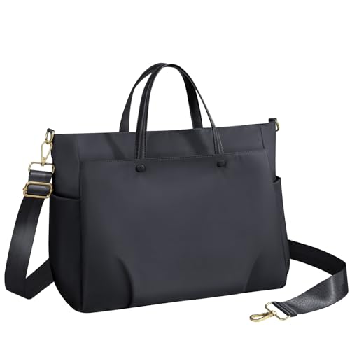 Maletín de nylon premium elegante para portátil de 14 pulgadas mujer con acabados de metal