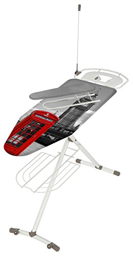 Asse da Stiro Made in Italy Stabile Robusto con Piano (120x44cm) Regolazione Altezza, Portagrucce Integrato e Griglia Portabiancheria Rinforzata