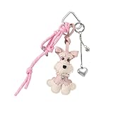 KASFDBMO Llavero de aleación de poliuretano reforzado hecho a mano para amantes de los perros, diseño trenzado para bolso, mochila, decoración de coche, llavero de amor trenzado, B, Talla única