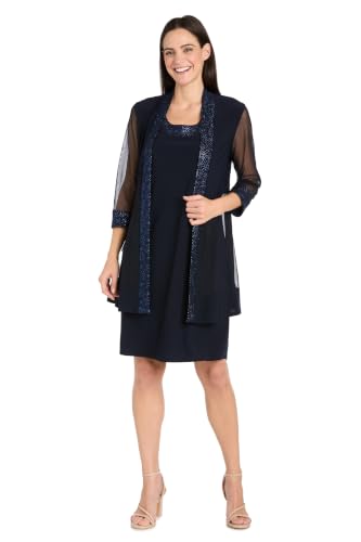 Image of R&M Richards Women's 2-Piece Jacket Dress Set | Knee Length Sheath W / 3 /4 Sleeve Jacket | Mother of the Bride Cocktail Party