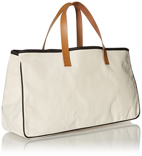 Image of Santa Barbara Design Studio Womens Tote - Cotton Canvas Shoulder Bag with Leather Handles and Waterproof Lining, Large, Beach Please