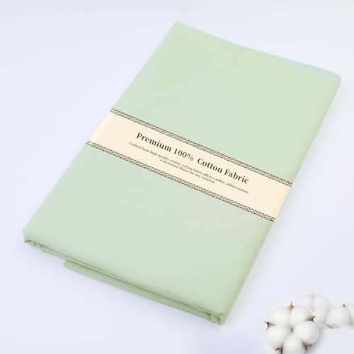 Cotton Fabric Natural Cotton Poplin Fabric by The Yard 100% Cotton, 59 Inches Wide Soft Embroidery Fabric Material for Quilting, Sewing, Crafts, Binding, Backing and Lining (Sage Green, 3 Yard)