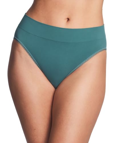 Image of Wacoal Women's Feeling Flexible Seamless Full Coverage Hi-Cut Brief Panty, 871332, Silver Pine, Large